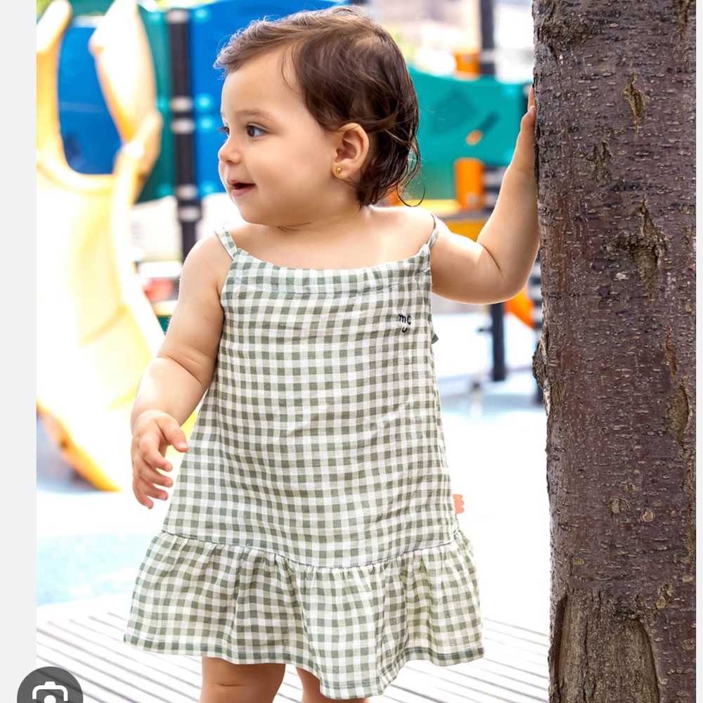 Mon Coeur Gingham Linen Summer Dress Plaid Kids Baby Girl